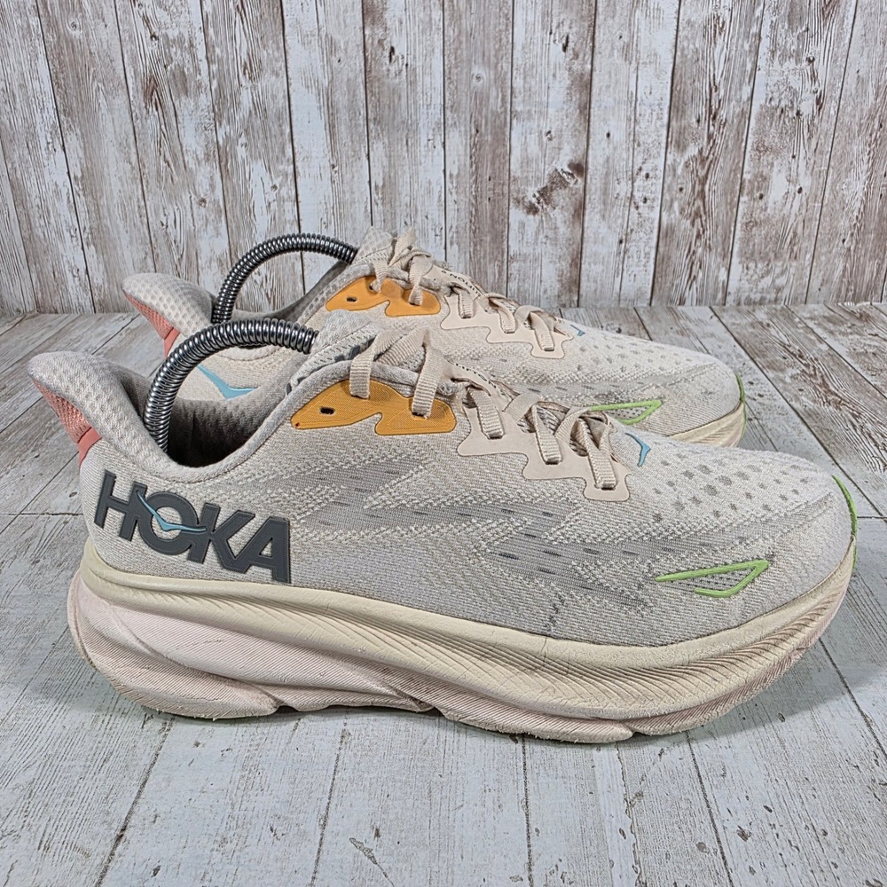 Hoka Clifton 9 Womens 9D Wide Eggnog Passion Fruit Running Shoes 1132211-EPF